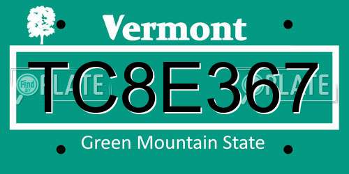 TC8E367 Vermont License Plate