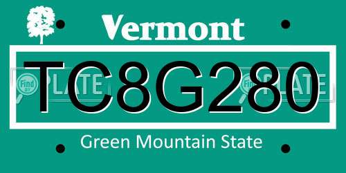 TC8G280 Vermont License Plate