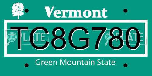 TC8G780 Vermont License Plate