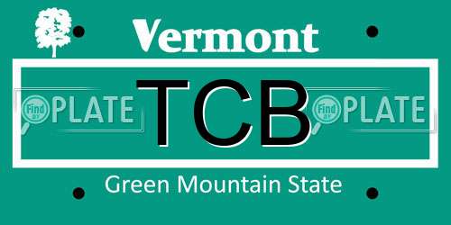 TCB Vermont License Plate
