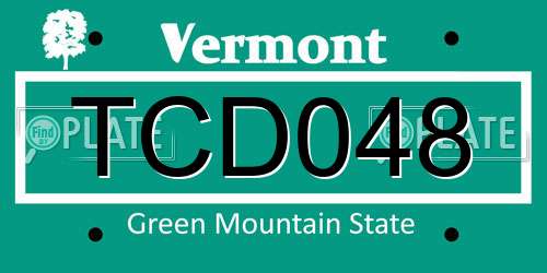 TCD048 Vermont License Plate