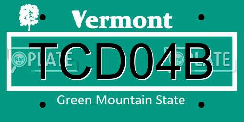 TCD04B Vermont License Plate