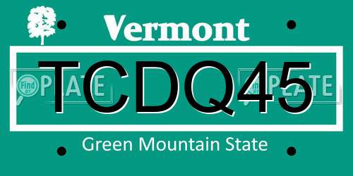 TCDQ45 Vermont License Plate