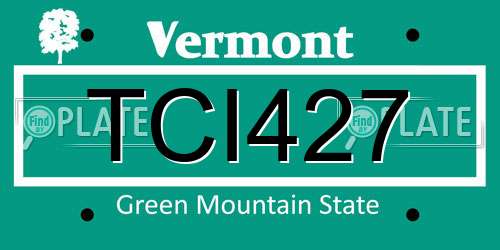 TCI427 Vermont License Plate