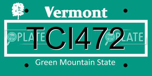 TCI472 Vermont License Plate