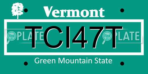 TCI47T Vermont License Plate