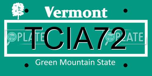 TCIA72 Vermont License Plate