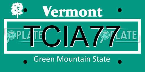 TCIA77 Vermont License Plate