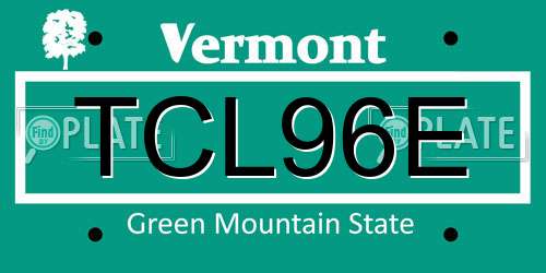 TCL96E Vermont License Plate