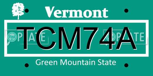 TCM74A Vermont License Plate