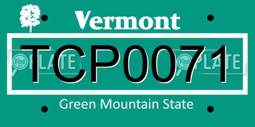 TCP0071 Vermont License Plate