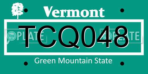TCQ048 Vermont License Plate
