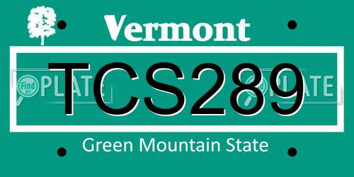 TCS289 Vermont License Plate