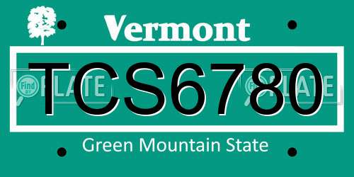 TCS6780 Vermont License Plate