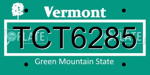 TCT6285 Vermont License Plate
