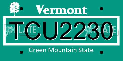 TCU2230 Vermont License Plate