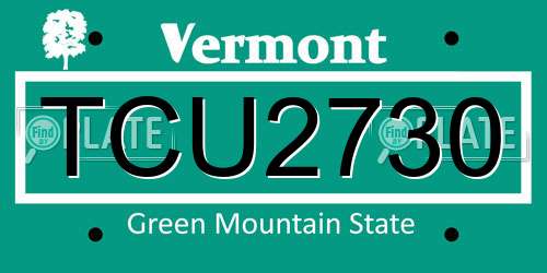 TCU2730 Vermont License Plate