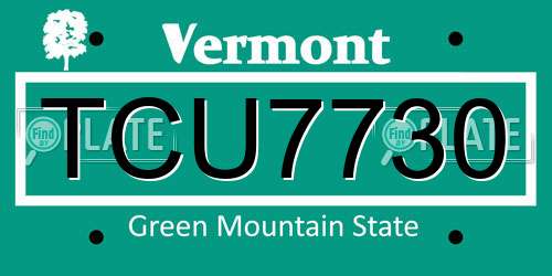 TCU7730 Vermont License Plate