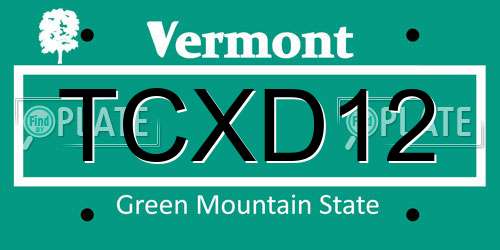TCXD12 Vermont License Plate
