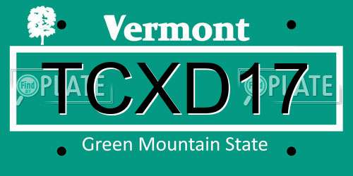 TCXD17 Vermont License Plate