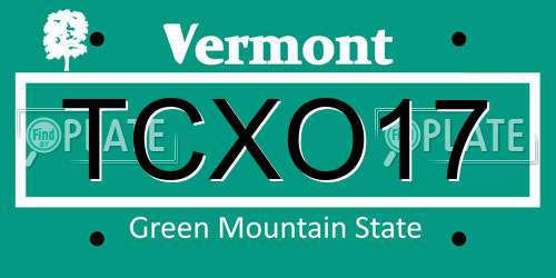 TCXO17 Vermont License Plate