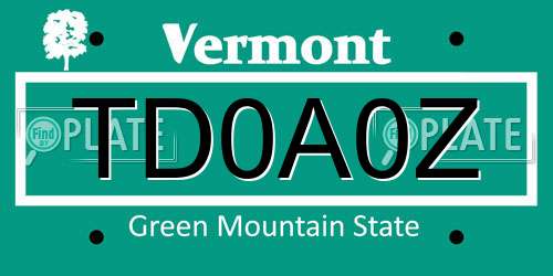 TD0A0Z Vermont License Plate