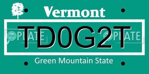TD0G2T Vermont License Plate