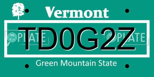 TD0G2Z Vermont License Plate