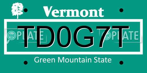TD0G7T Vermont License Plate