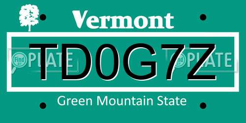 TD0G7Z Vermont License Plate