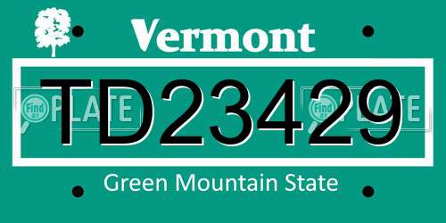 TD23429 Vermont License Plate