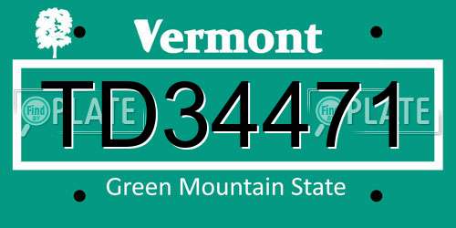 TD34471 Vermont License Plate