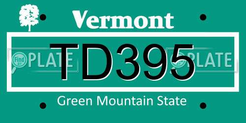 TD395 Vermont License Plate