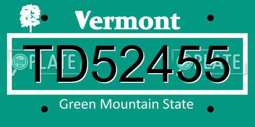 TD52455 Vermont License Plate