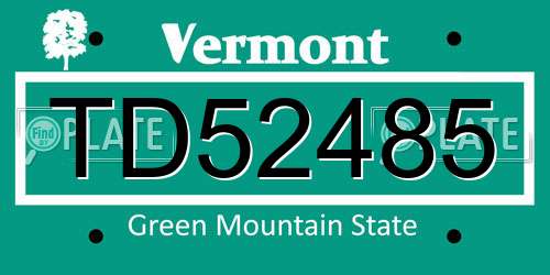 TD52485 Vermont License Plate
