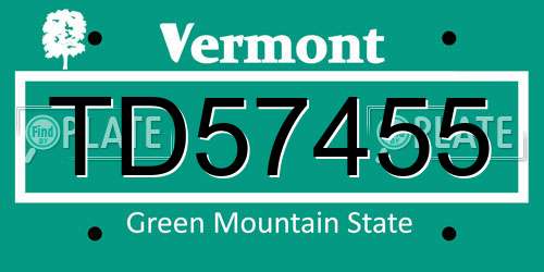 TD57455 Vermont License Plate
