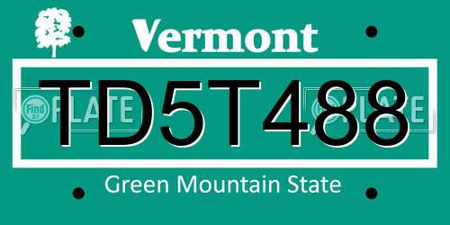 TD5T488 Vermont License Plate