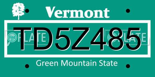TD5Z485 Vermont License Plate