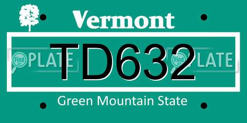 TD632 Vermont License Plate