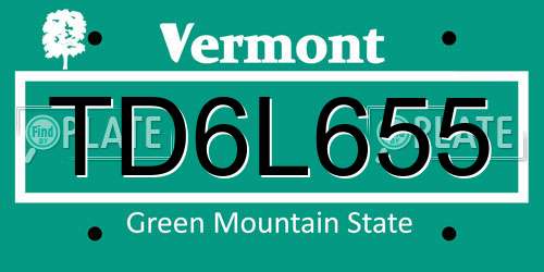 TD6L655 Vermont License Plate