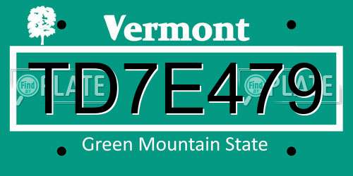 TD7E479 Vermont License Plate