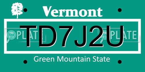 TD7J2U Vermont License Plate