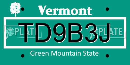TD9B3J Vermont License Plate