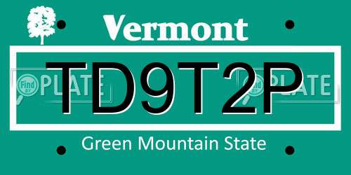 TD9T2P Vermont License Plate
