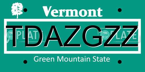TDAZGZZ Vermont License Plate