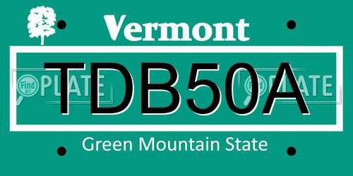 TDB50A Vermont License Plate