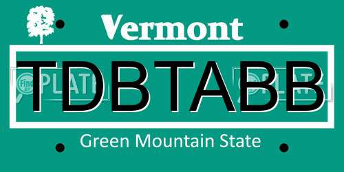 TDBTABB Vermont License Plate