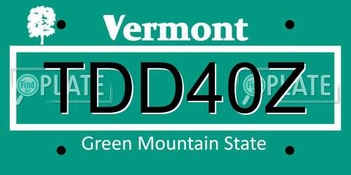 TDD40Z Vermont License Plate