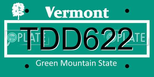 TDD622 Vermont License Plate