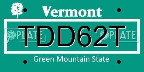 TDD62T Vermont License Plate